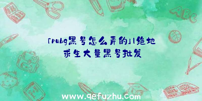 「pubg黑号怎么弄的」|绝地求生大量黑号批发